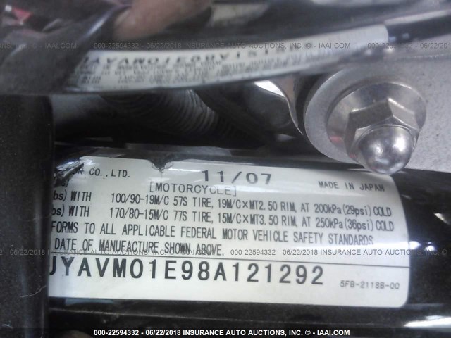 JYAVM01E98A121292 - 2008 YAMAHA XVS650 A/AT RED photo 10