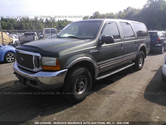1FMNU43S7YEC52403 - 2000 FORD EXCURSION LIMITED GREEN photo 2