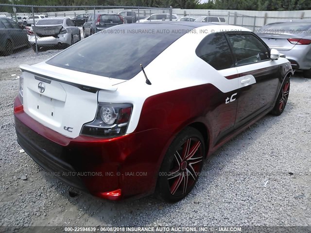 JTKJF5C75E3088020 - 2014 TOYOTA SCION TC RED photo 4