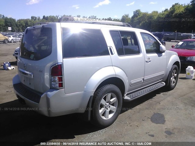 5N1AR18B58C652169 - 2008 NISSAN PATHFINDER S/LE/SE SILVER photo 4