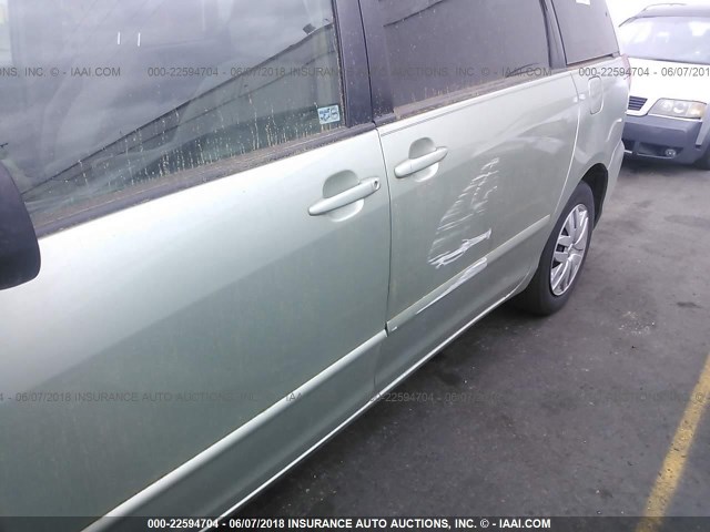 5TDZA23CX6S443168 - 2006 TOYOTA SIENNA CE/LE GREEN photo 6