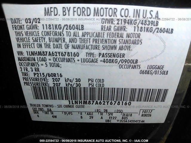 1LNHM87A62Y678160 - 2002 LINCOLN LS BLACK photo 9