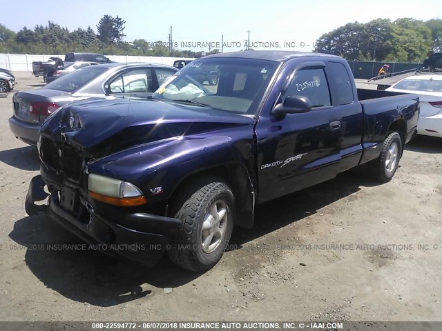 1B7GL22Y9WS532624 - 1998 DODGE DAKOTA PURPLE photo 2