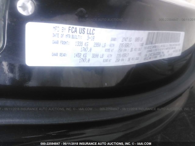 2C4RC1BG0JR252899 - 2018 CHRYSLER PACIFICA TOURING L Սև լուսանկար 9