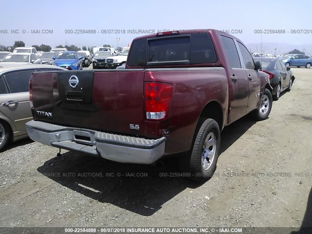 1N6AA07A45N519155 - 2005 NISSAN TITAN XE/SE/LE RED photo 4