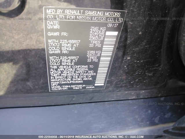 KNMAT2MV9JP506965 - 2018 NISSAN ROGUE S/SV Qara foto 9