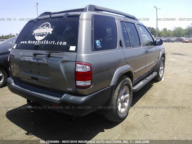 JN8DR09Y33W832874 - 2003 NISSAN PATHFINDER LE/SE GRAY photo 4