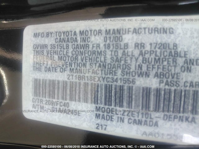 2T1BR18EXYC341556 - 2000 TOYOTA COROLLA VE/CE/LE 黑色 照片 9