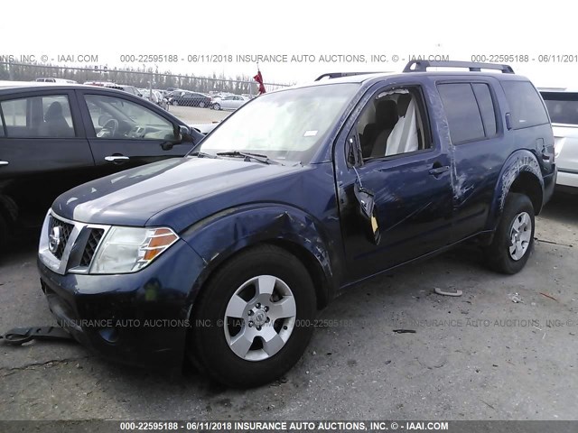 5N1AR1NN1CC625171 - 2012 NISSAN PATHFINDER S/LE/SE BLUE photo 2