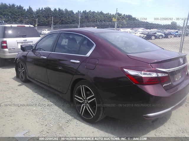 1HGCR2F58GA021508 - 2016 HONDA ACCORD SPORT BURGUNDY photo 3