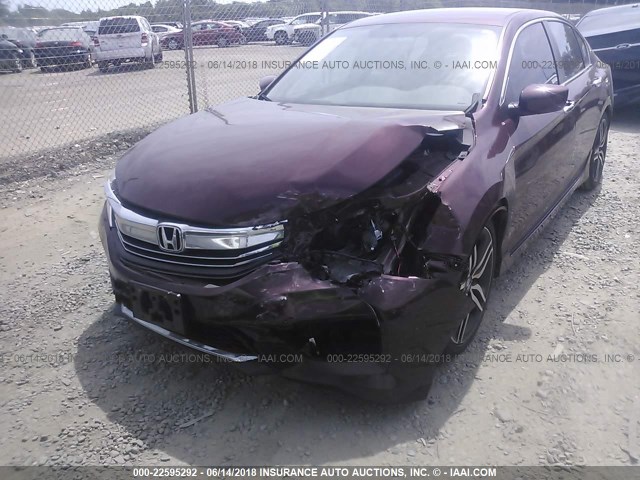 1HGCR2F58GA021508 - 2016 HONDA ACCORD SPORT BURGUNDY photo 6