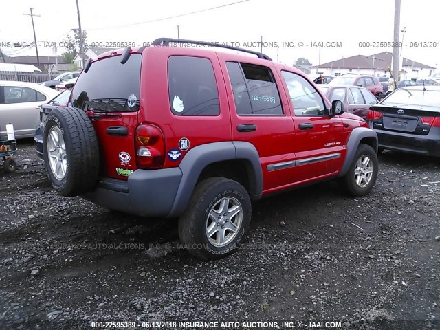1J4GK48K73W544755 - 2003 JEEP LIBERTY SPORT/FREEDOM წითელი ფოტო 4
