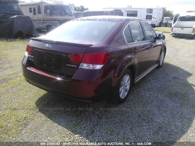 4S3BMCG64B3230179 - 2011 SUBARU LEGACY 2.5I PREMIUM RED photo 4