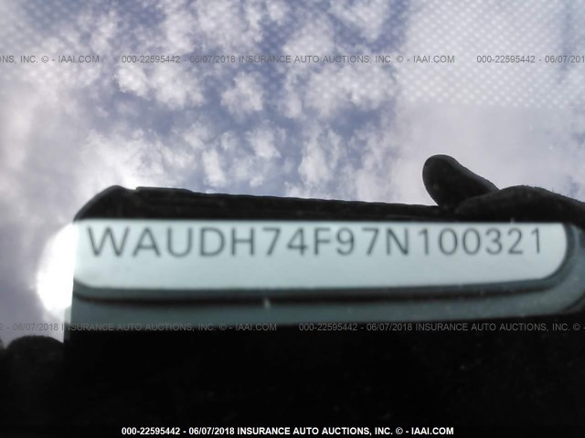 WAUDH74F97N100321 - 2007 AUDI A6 3.2 QUATTRO GRAY photo 9