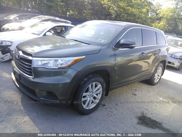 5TDBKRFH9FS202426 - 2015 TOYOTA HIGHLANDER LE/LE PLUS GRAY photo 2