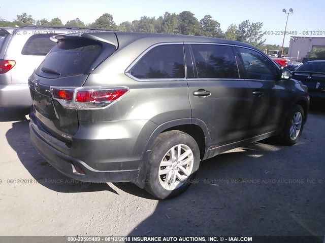 5TDBKRFH9FS202426 - 2015 TOYOTA HIGHLANDER LE/LE PLUS GRAY photo 4