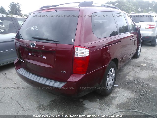 KNDMB233386229567 - 2008 KIA SEDONA EX/LX MAROON photo 4