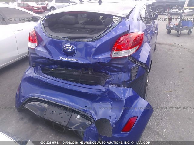 KMHTC6ADXCU072017 - 2012 HYUNDAI VELOSTER BLUE photo 6