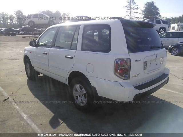 5FNYF28117B017993 - 2007 HONDA PILOT LX WHITE photo 3