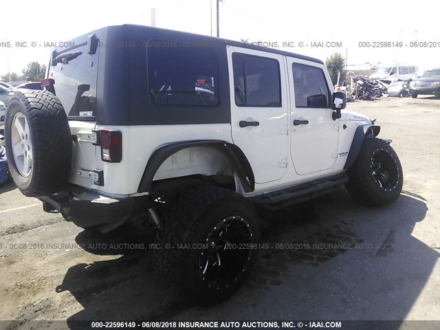 1J4GA69118L571785 - 2008 JEEP WRANGLER UNLIMITE RUBICON WHITE photo 4