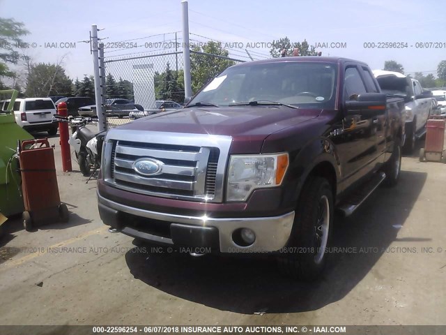 1FTPX14V49FA04214 - 2009 FORD F150 SUPER CAB MAROON photo 2