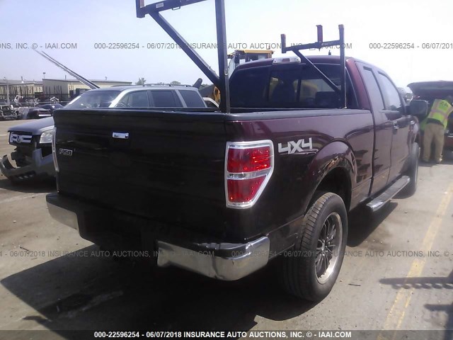 1FTPX14V49FA04214 - 2009 FORD F150 SUPER CAB MAROON photo 4