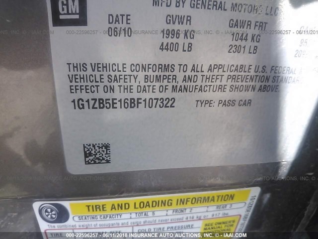 1G1ZB5E16BF107322 - 2011 CHEVROLET MALIBU LS BROWN photo 9