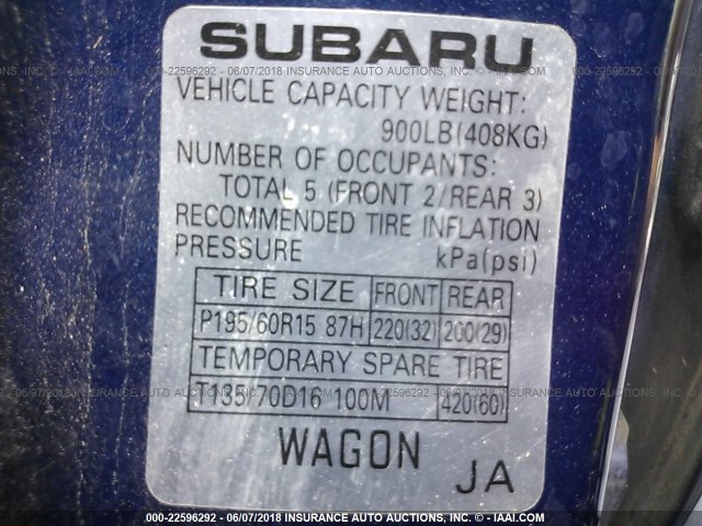 JF1GG65533H802801 - 2003 SUBARU IMPREZA TS Dark Blue photo 9