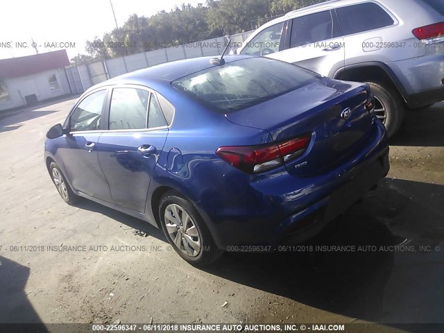 3KPA24ABXJE053559 - 2018 KIA RIO LX/S BLUE photo 3