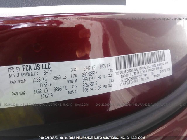 2C4RC1EG8HR851281 - 2017 CHRYSLER PACIFICA TOURING L PLUS RED photo 9