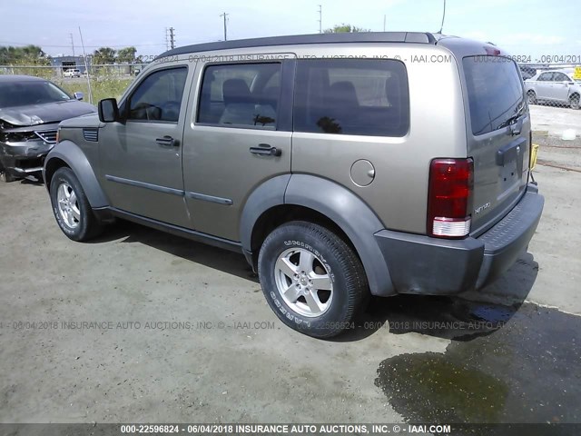 1D8GU28K77W649937 - 2007 DODGE NITRO SXT BEIGE photo 3