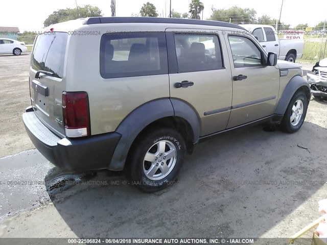 1D8GU28K77W649937 - 2007 DODGE NITRO SXT BEIGE photo 4