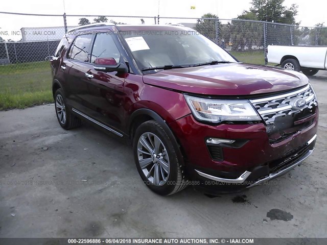 1FM5K7F85JGA27494 - 2018 FORD EXPLORER LIMITED RED photo 1