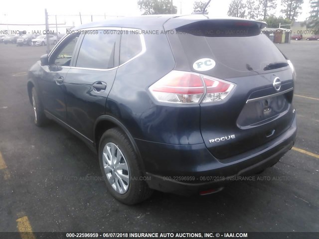 KNMAT2MV2GP663102 - 2016 NISSAN ROGUE S/SL/SV Dark Blue photo 3