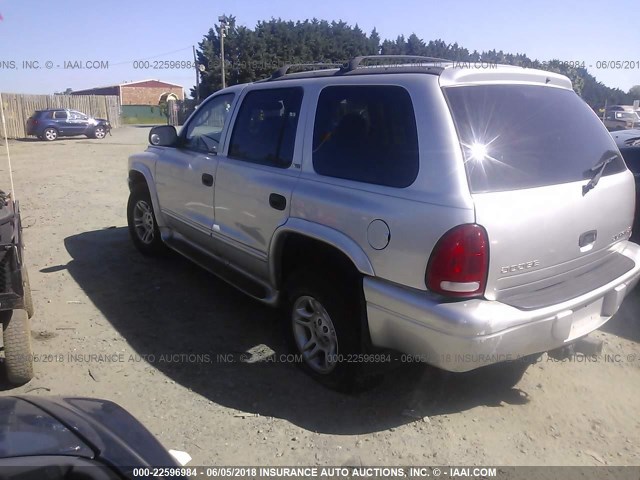 1B4HS58Z02F136655 - 2002 DODGE DURANGO SLT PLUS SILVER photo 3