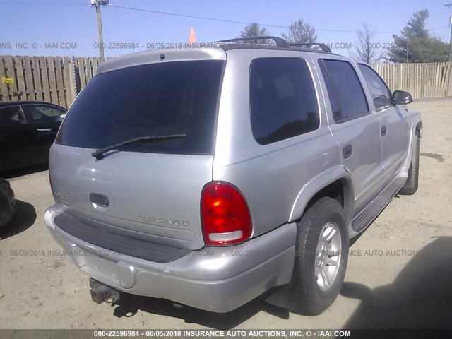 1B4HS58Z02F136655 - 2002 DODGE DURANGO SLT PLUS SILVER photo 4