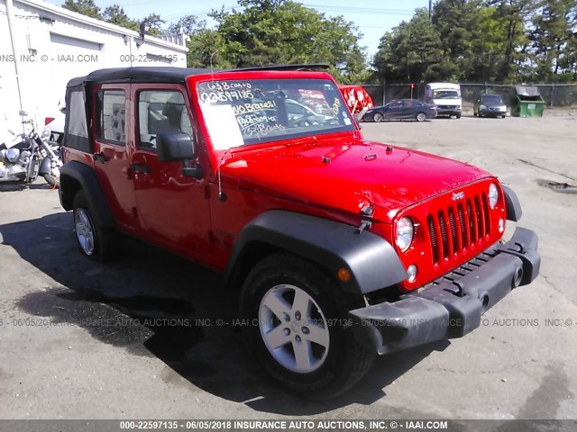 1C4BJWDG7HL690193 - 2017 JEEP WRANGLER UNLIMITE SPORT RED photo 1