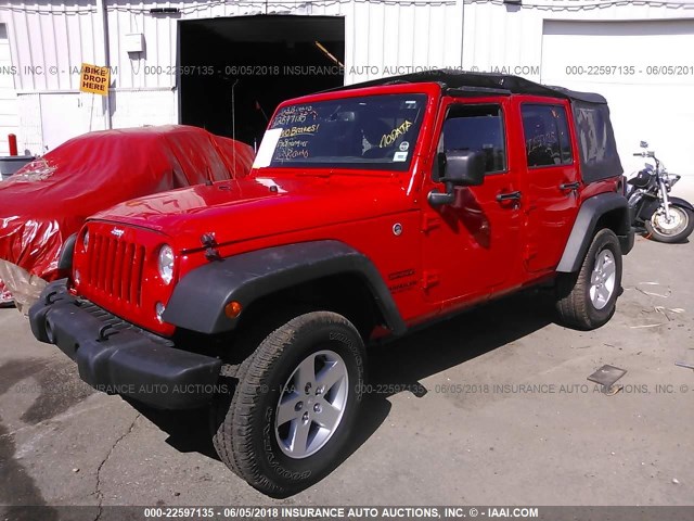 1C4BJWDG7HL690193 - 2017 JEEP WRANGLER UNLIMITE SPORT RED photo 2