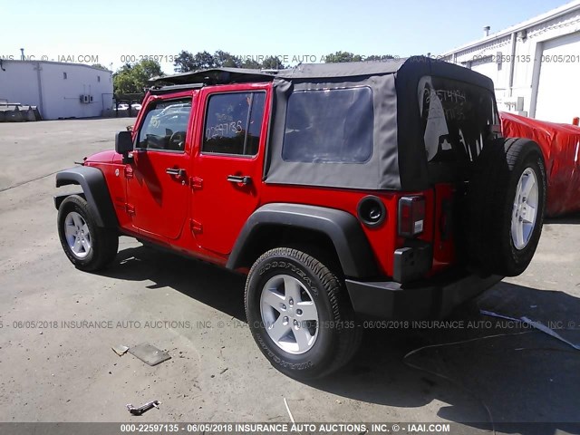 1C4BJWDG7HL690193 - 2017 JEEP WRANGLER UNLIMITE SPORT RED photo 3