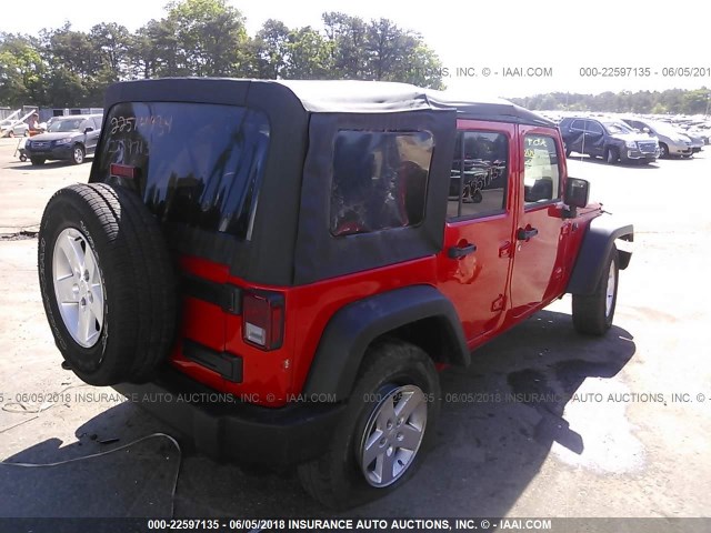 1C4BJWDG7HL690193 - 2017 JEEP WRANGLER UNLIMITE SPORT RED photo 4