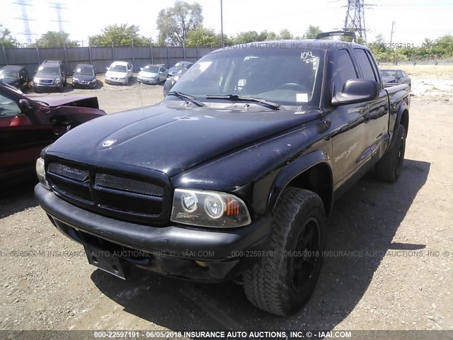 1B7HG2AN61S328811 - 2001 DODGE DAKOTA QUAD BLACK photo 2