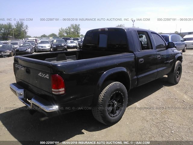 1B7HG2AN61S328811 - 2001 DODGE DAKOTA QUAD BLACK photo 4