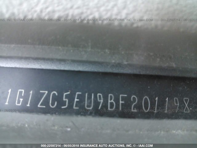 1G1ZC5EU9BF201198 - 2011 CHEVROLET MALIBU 1LT 银色 照片 9