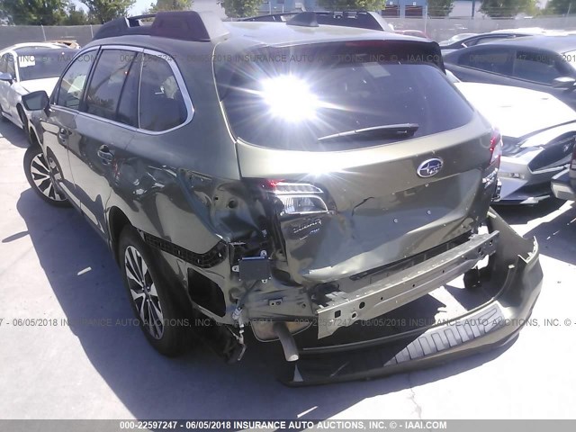 4S4BSANC1H3340243 - 2017 SUBARU OUTBACK 2.5I LIMITED GREEN photo 3