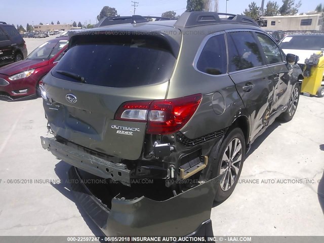 4S4BSANC1H3340243 - 2017 SUBARU OUTBACK 2.5I LIMITED GREEN photo 4