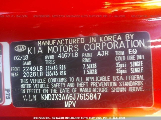 KNDJX3AA6J7615847 - 2018 KIA SOUL ! RED photo 9