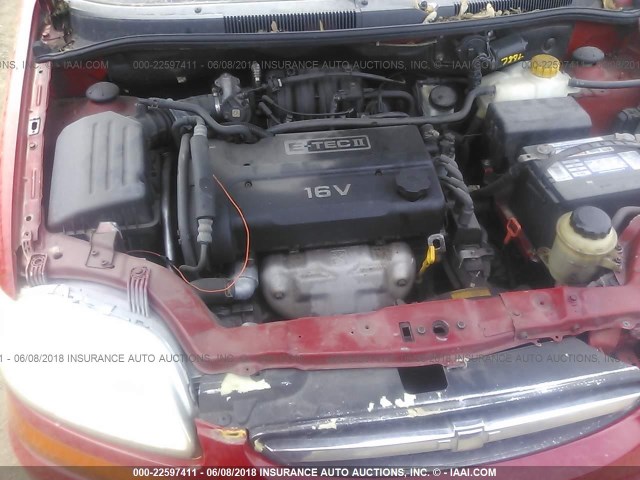 KL1TD62645B457127 - 2005 CHEVROLET AVEO LS RED photo 10