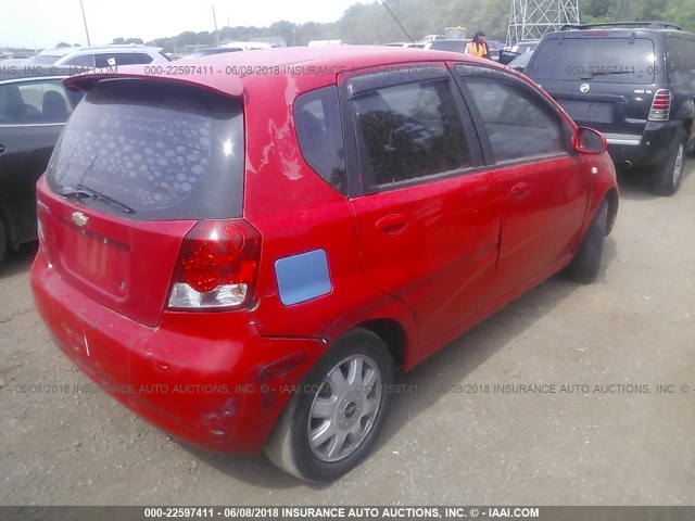KL1TD62645B457127 - 2005 CHEVROLET AVEO LS RED photo 4