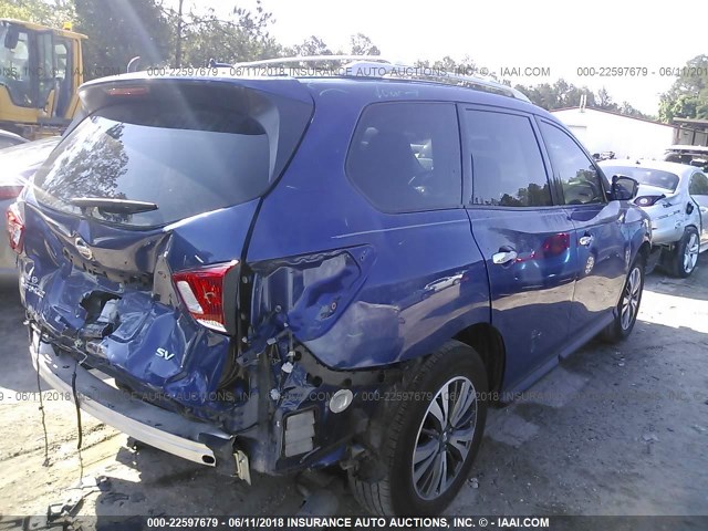 5N1DR2MN7HC650751 - 2017 NISSAN PATHFINDER S/SV/SL/PLATINUM BLUE photo 4