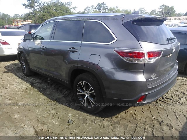 5TDKKRFHXGS504373 - 2016 TOYOTA HIGHLANDER XLE ნაცრისფერი ფოტო 3